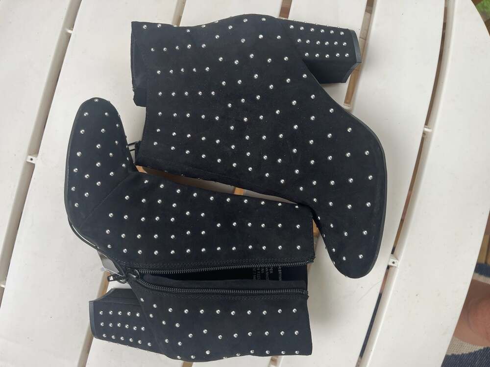 Worthington Brynn Black Suede Studded Ankle Boots